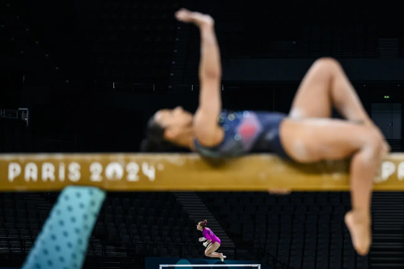 Ahtziri Sandoval of Team Mexico trains on the uneven bars during a Gymnastics training session ahead of the Paris 2024 Olympics Games